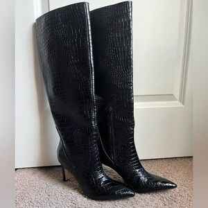 Nine West Croc Print Tall Boots Sz 8